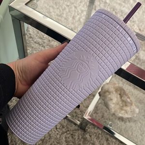 Lavender grid Starbucks cup